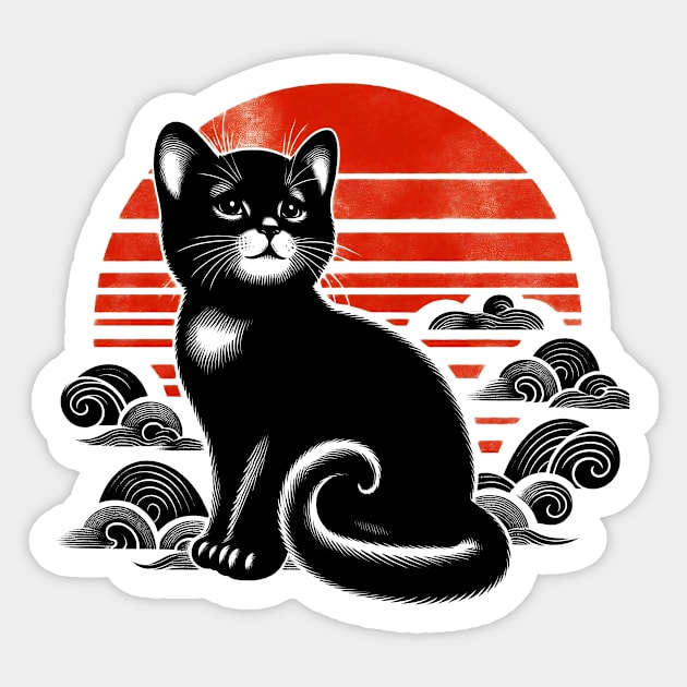 Sunset and cat Sticker by CreativeSage